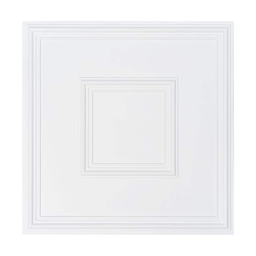 White 24x24 PVC 3D Textured Ceiling Tiles, 12-Pack