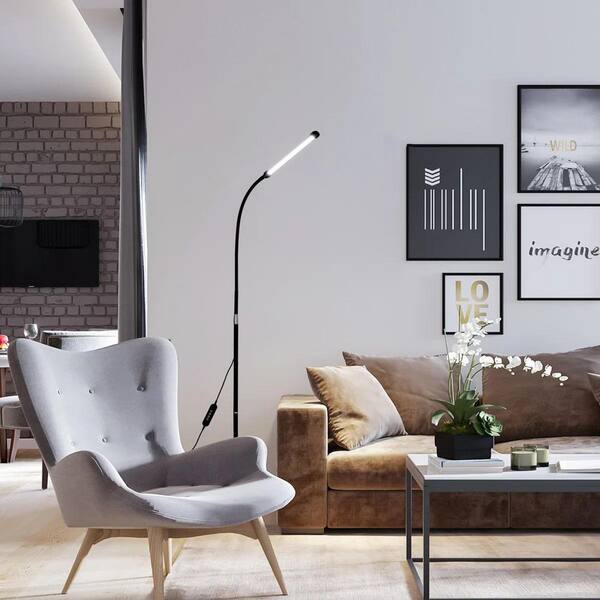 Genoci 72 in. Indoor Black Modern 1-Light Dimmable Adjustable LED