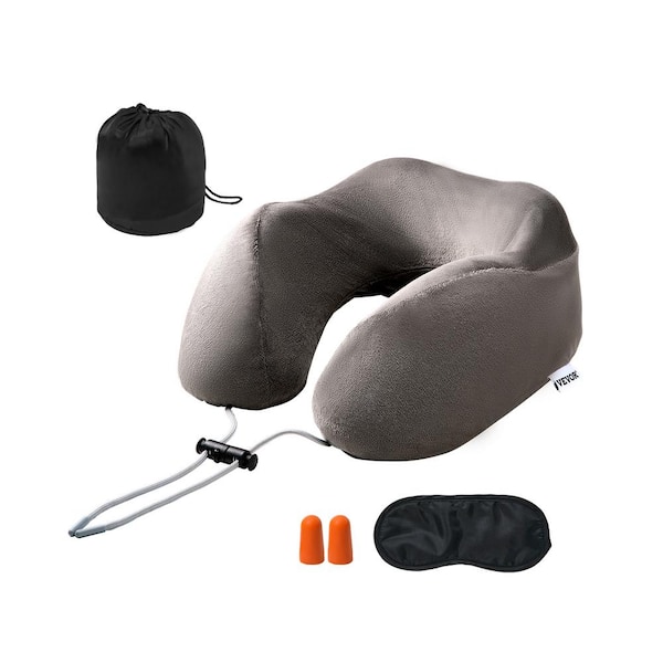 Travel Pillow Neck Pillow for Traveling Upgraded Bamboo Charcoal Travel Neck Pillow with Eye Mask Earplugs Storage Bag