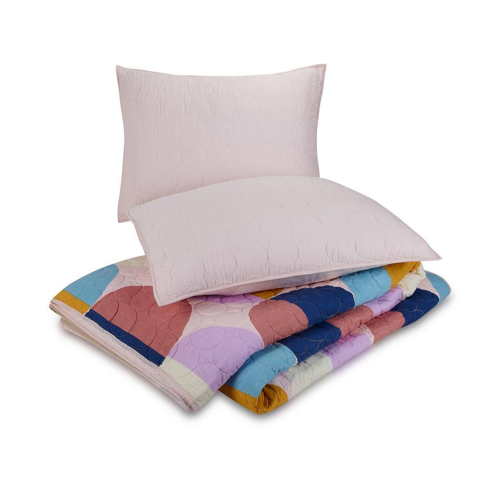Full Pink Organic Cotton Reversible Quilt Set
