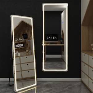 16 in. W x 63 in. H Modern Rectangle Aluminium Alloy Frameless White Full Length Mirror With Rounded Corner