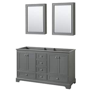 Deborah 59.25 in. W x 21.5 in. D Vanity Cabinet with Medicine Cabinets in Dark Gray