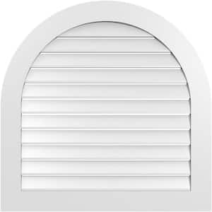 36 in. x 36 in. Round Top Surface Mount PVC Gable Vent: Functional with Standard Frame