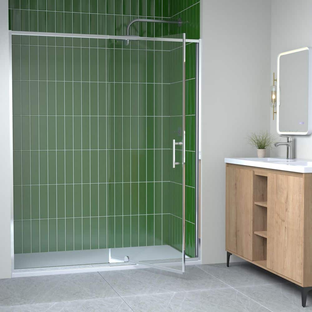 56-60 in. W x 71 in. H Swing Pivot Frame Shower Door in Chrome Finish with Clear Tempered Glass price history on PriceWatchPro