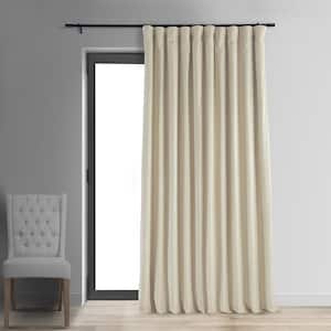 Signature Neutral Ground Beige Extra Wide Rod Pocket Velvet Blackout Curtain 100 in. W x 108 in. L (1 Panel)