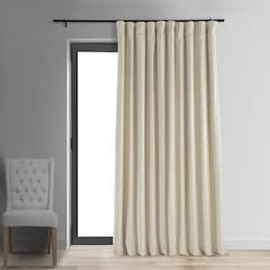 Signature Neutral Ground Beige Extra Wide Rod Pocket Velvet Blackout Curtain 100 in. W x 84 in. L (1 Panel)