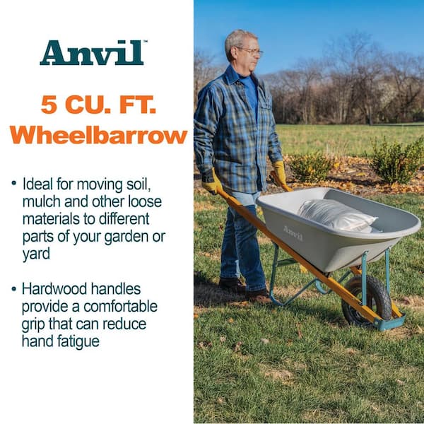 Anvil 5 cu. ft. Poly With Wood Handles 35285 - The Home Depot