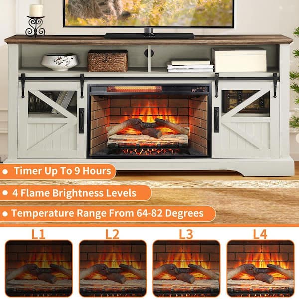 ToolCat 60 in. Freestanding Electric Fireplace TV Stand in White