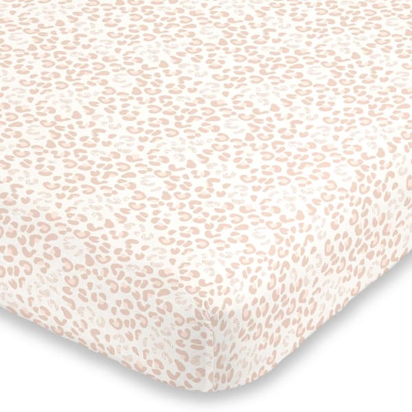 NoJo Neutral Cheetah Peach Pink and Ivory Fitted Super Soft Polyester Crib Sheet