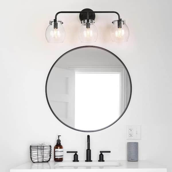 LNC Modern Black Vanity Light 3-Light Linear Classic Bathroom Wall