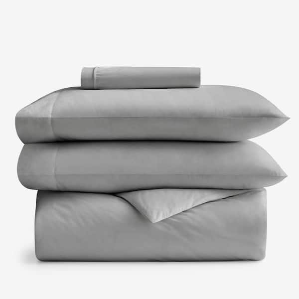 Company Cotton Gray Smoke Cotton Percale King Duvet Cover & Sheet Bundle