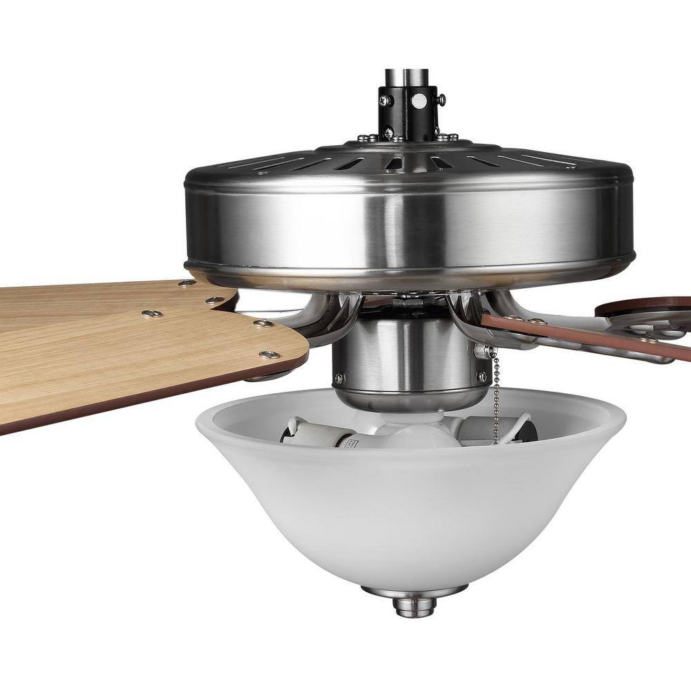 Brushed Nickel 52" Ceiling Fan with Reversible Blades and Light Kit
