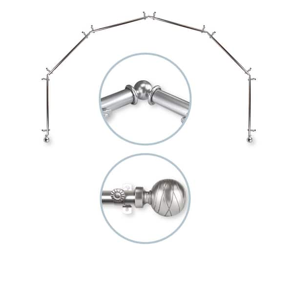 Rod Desyne Arman 6-Sided 13/16 in. Dia Bay Window Single Curtain Rod in Satin Nickel
