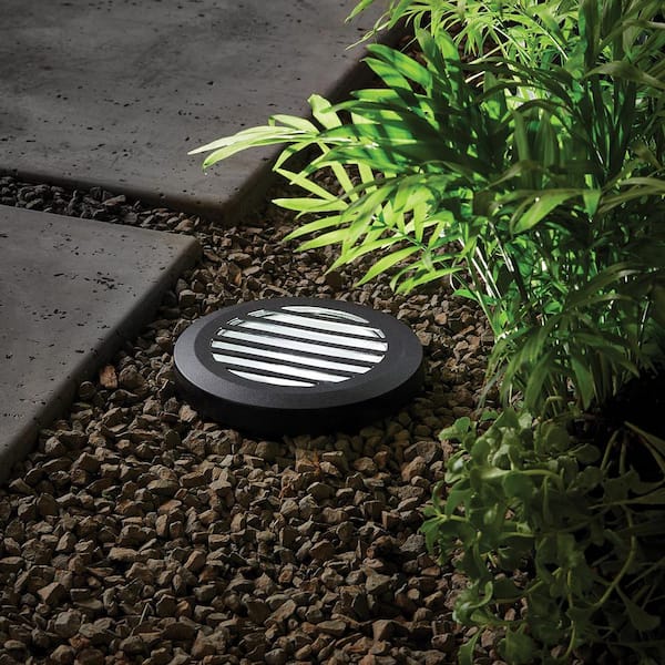 Low Voltage 500 Lumen Black Hardwired Color Changing Integrated LED InGround Well Light Powered by Hubspace