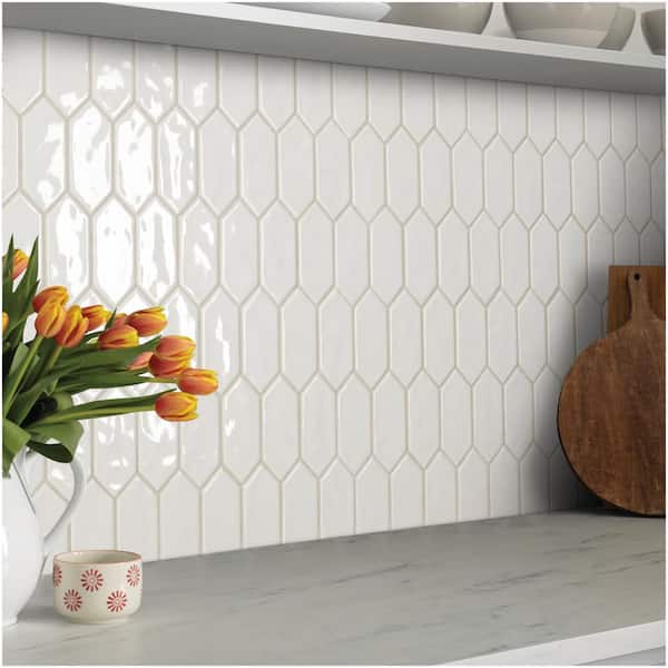 Daltile - LuxeCraft White 11 in. x 12 in. x 6.35 mm Ceramic Picket Mosaic Wall Tile (0.73 sq. ft./Each)