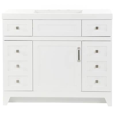 Rosedale 42 in. W x 19 in. D Bathroom Vanity in White with Cultured Marble Vanity Top in White with White Sink