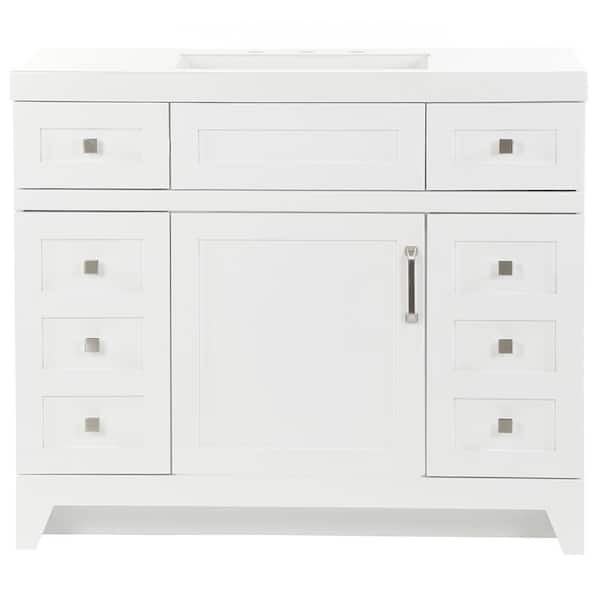 Home Decorators Collection Rosedale 42.5 in. W x 18.75 in. D Bath Vanity in White with Cultured Marble Vanity Top in White with Integrated Sink