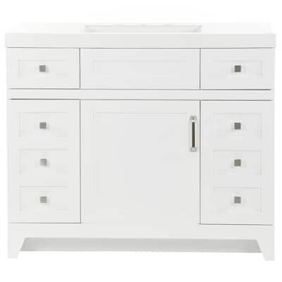 Rosedale 42 in. W x 19 in. D Bathroom Vanity in White with Cultured Marble Vanity Top in White with White Sink