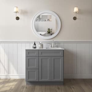 Shaker Grey Plywood Stock Ready to Assemble Floor Vanity Sink Base Kitchen Cabinet 36 in. W x 21 in. D x 34.5 in. H