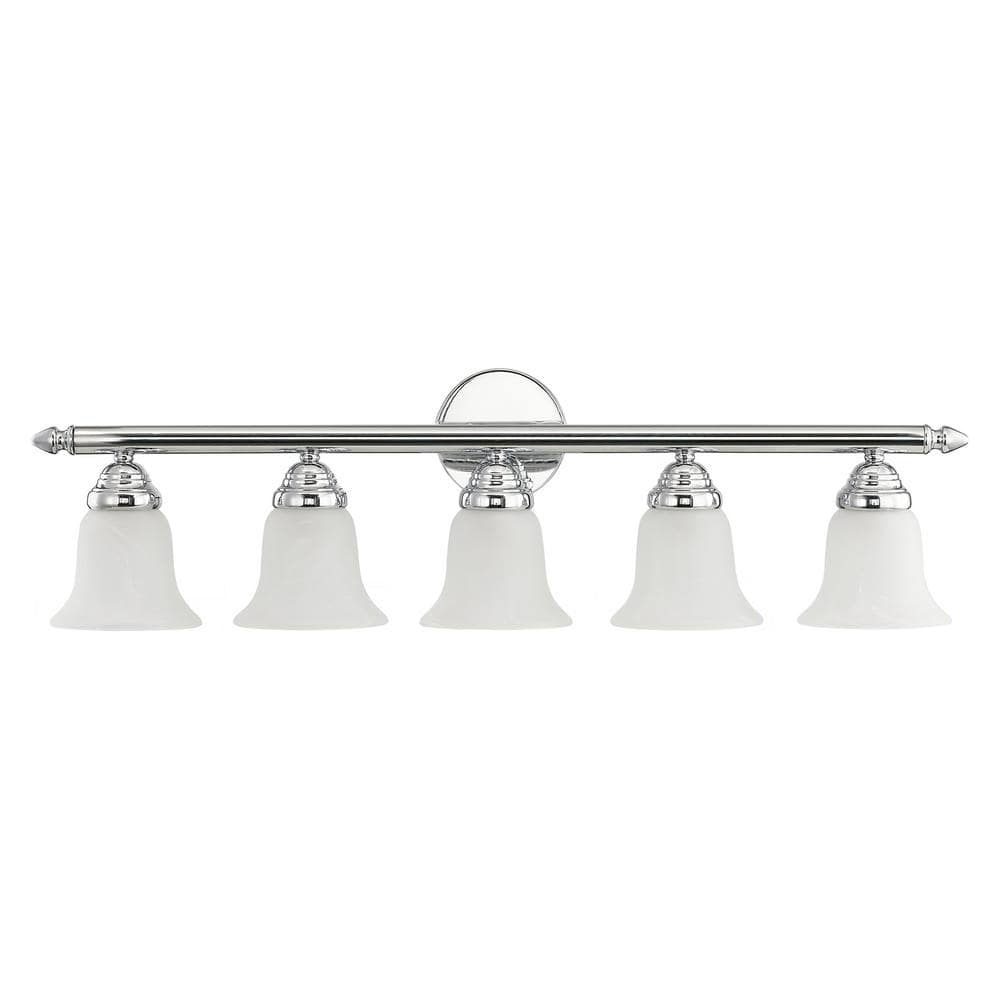 Neptune 5-Light Polished Chrome Vanity with White Alabaster Glass