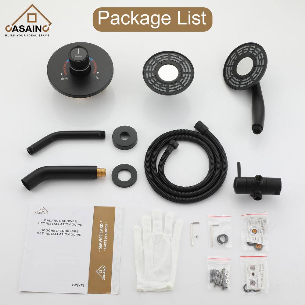 Matte Black Dual Head Rain and Mist Shower Faucet Set