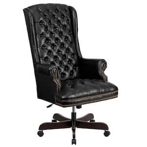 Hercules Faux Leather Tufted Ergonomic Executive Chair in Black with Arms