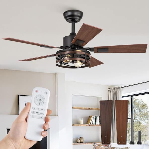 42 in.Low Profile Ceiling fan with Light and Remote, Downrod Mount, Reversible, Noiseless, Black Ceiling Fan for Bedroom