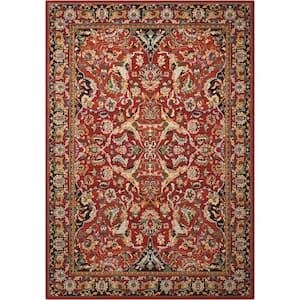 Timeless Red 6 ft. x 8 ft. Bordered Traditional Area Rug