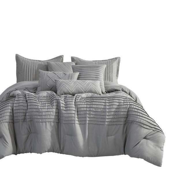 Shatex 7 Piece Gray Luxury Bedding Sets - Oversized Bedroom