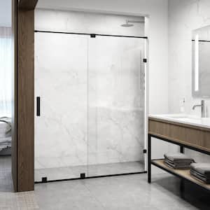 Ryland 58 in. x 60 in. x 73 in. Frameless Sliding Shower Door in Matte Black with Clear Glass