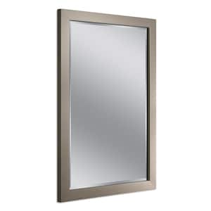 28 in. W x 40 in. H Framed Rectangular Beveled Edge Bathroom Vanity Mirror in Brush Nickel