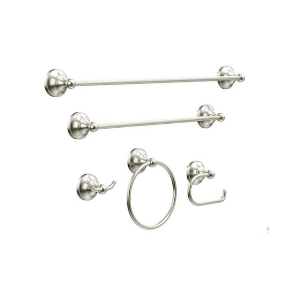 Movisa 5Piece Wall Mount Bath Hardware Set in Brushed Nickel MVSR33 The Home Depot