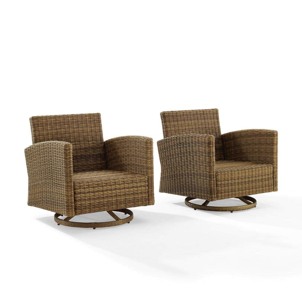Bradenton Sand Wicker Swivel Rocker Chair with Cushions