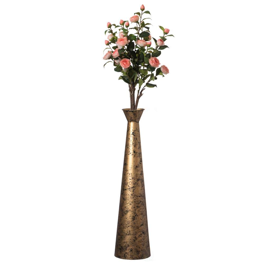 Gold Weathered Metal Decorative Floor Vase Set of 3