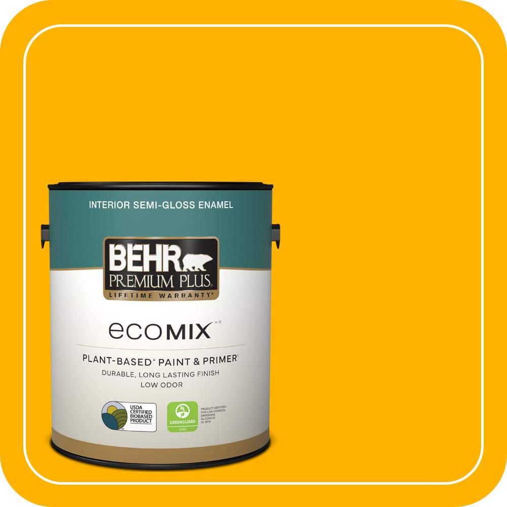 BEHR PREMIUM PLUS 1 gal. #310B-7 Saffron Thread Semi-Gloss Enamel ...