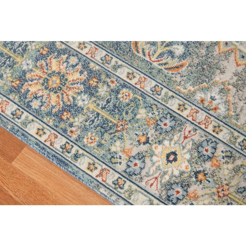 Blue Bohemian Synthetic Reversible 2x3 Area Rug
