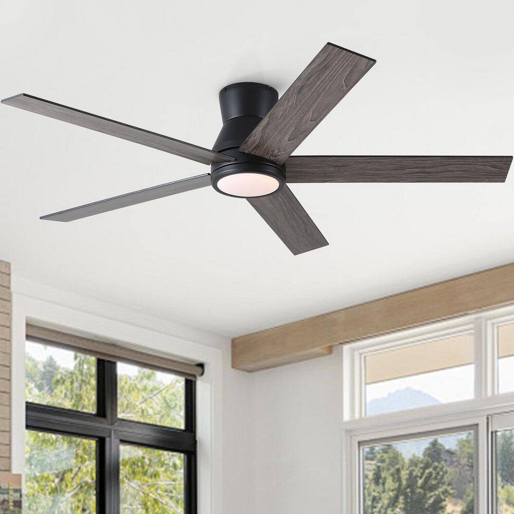 Hushine 52 in. Indoor Black Flush Mount LED Standard Ceiling Fan with Light, Remote Included and Reversible Blades price history on PriceWatchPro