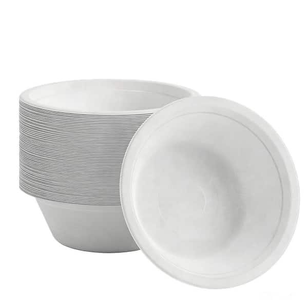 500-Pack 12 fl. oz. White Paper Cereal Bowls, Disposable Compostable, Eco-friendly Bagasse, Perfect for Snacks, Salads