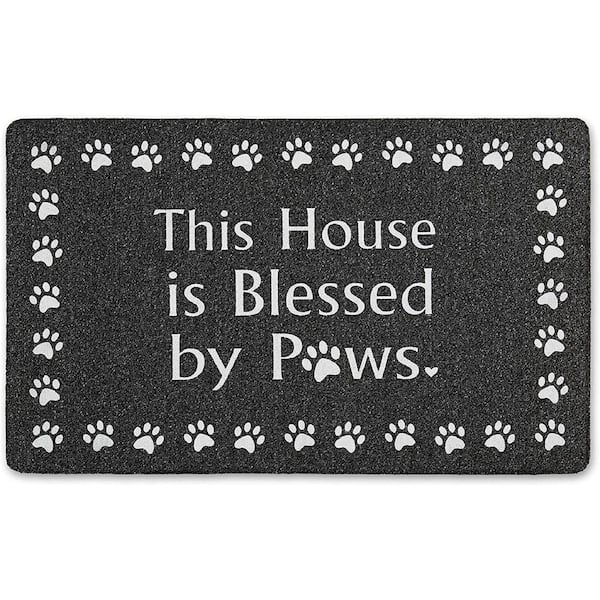 J&V TEXTILES "House Blessed" 18 in. x 30 in. Outdoor Rubber Door Mat