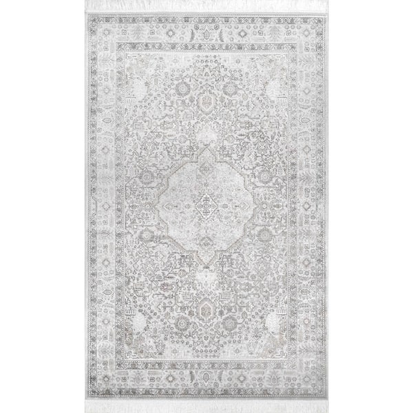 nuLOOM Amerie Vintage Medallion Silver 10 ft. x 14 ft. Area Rug DCRS06A