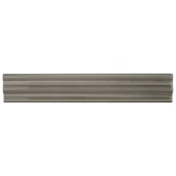 Merola Tile Chester Chair Rail Grey 2 in. x 12 in. Glossy Ceramic Wall Tile Trim