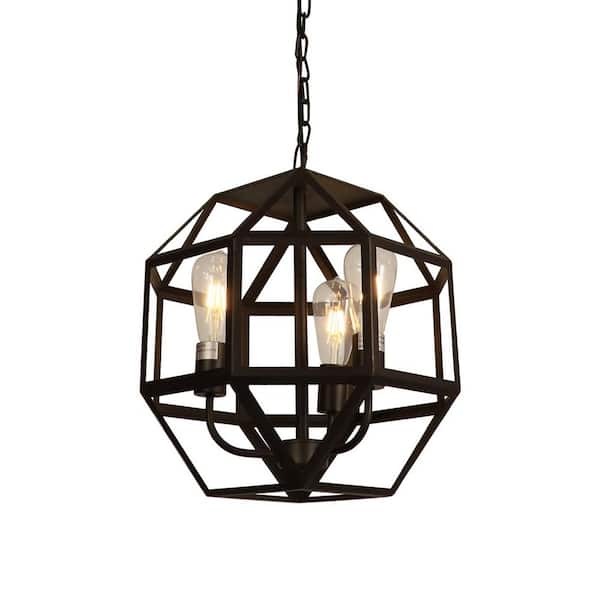 Warehouse of Tiffany 15 in. 3-Light Ukani Matte Brown Finish Indoor Chandelier