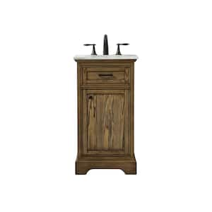 Simply Living 19 in. W x 19 in. D x 35 in. H Bath Vanity in Driftwood with Carrara White Marble Top