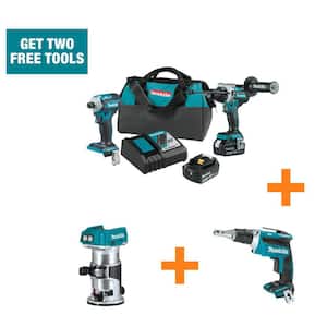 18V LXT Brushless 2-pc Combo Kit 5.0Ah with bonus 18V LXT Brushless Router and 18V LXT Brushless Drywall Screwdriver