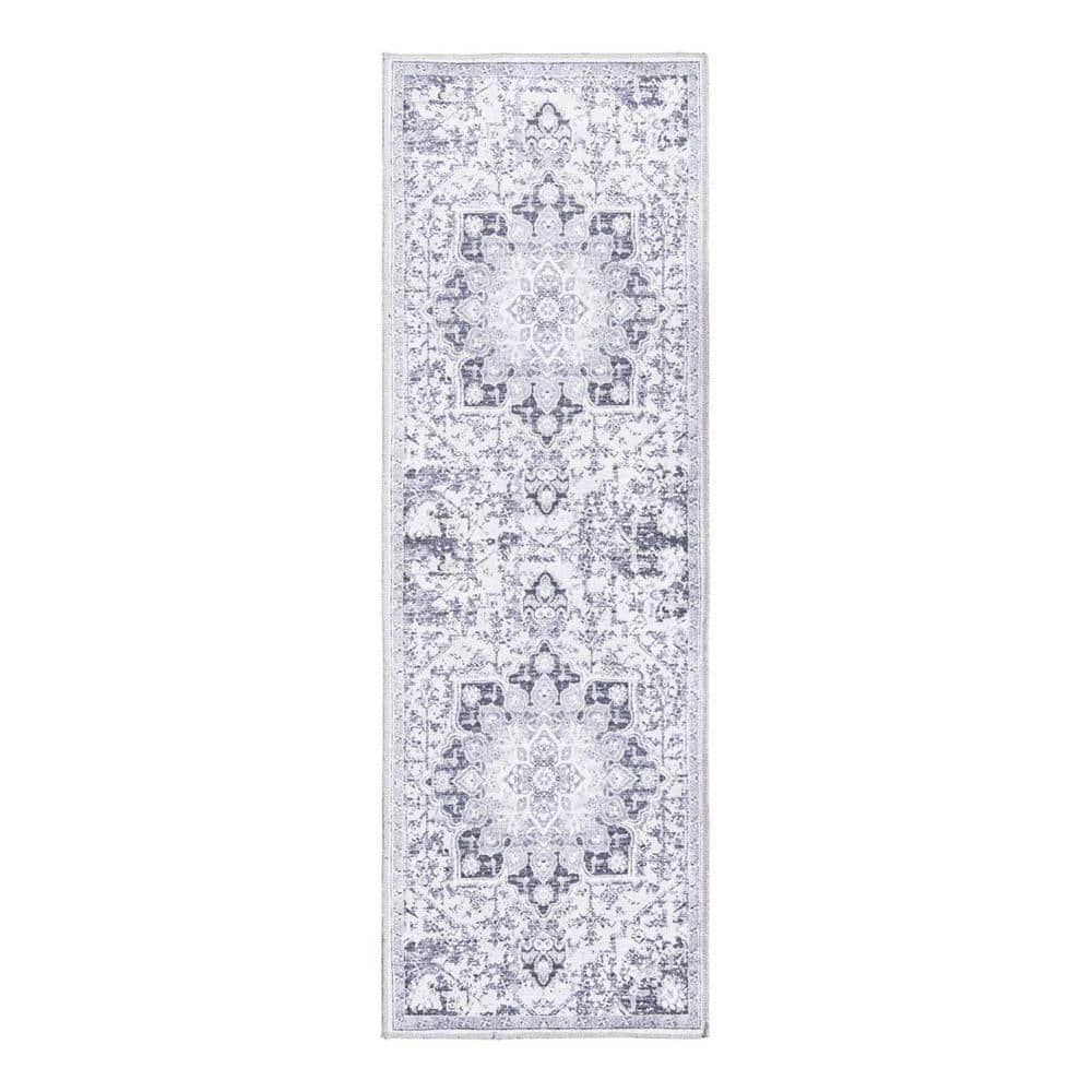 Renaissance Roma Light Gray 2 ft. x 6 ft. Machine Washable Area Rug price history on PriceWatchPro