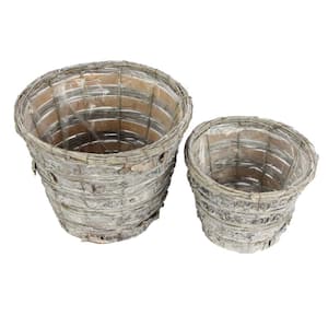 Grey Washed Birch Fabric Tree Bark Pot with Soft Liner