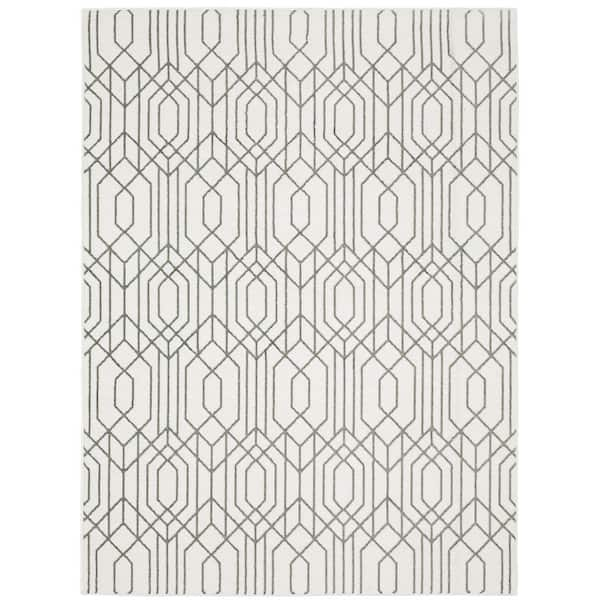 AVERLEY HOME Monticello White/Gray 10 ft. x 13 ft. Geometric Trellis Polyester Indoor Area Rug