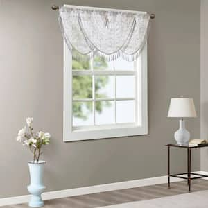 Iris 46 in. L x 38 in. W in White/Grey Polyester Light Filtering Valance