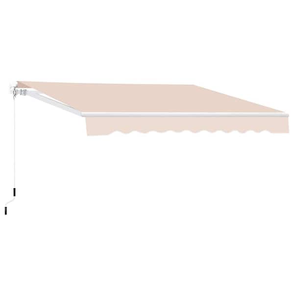 12 ft. W x 10 ft. D Manual Patio Retractable Awnings in Beige