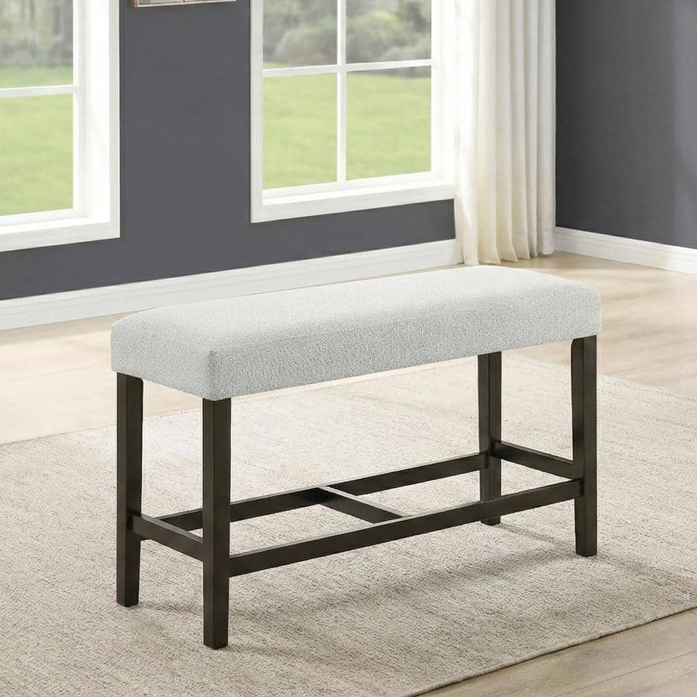 New Classic Furniture Carissa Counter Bench with Upholstered Seat in Stone